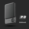 Power bank V-TAC 5000mAh szary magnetyczny 9mm aluminium lightning LCD szybki 20W V-TAC VT-50005-SG